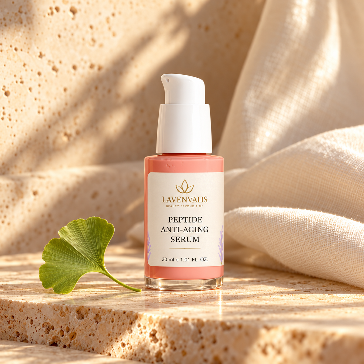 Lavenvalis Peptide Anti-Aging Serum 30 ml — ginkgo ingredient illustration