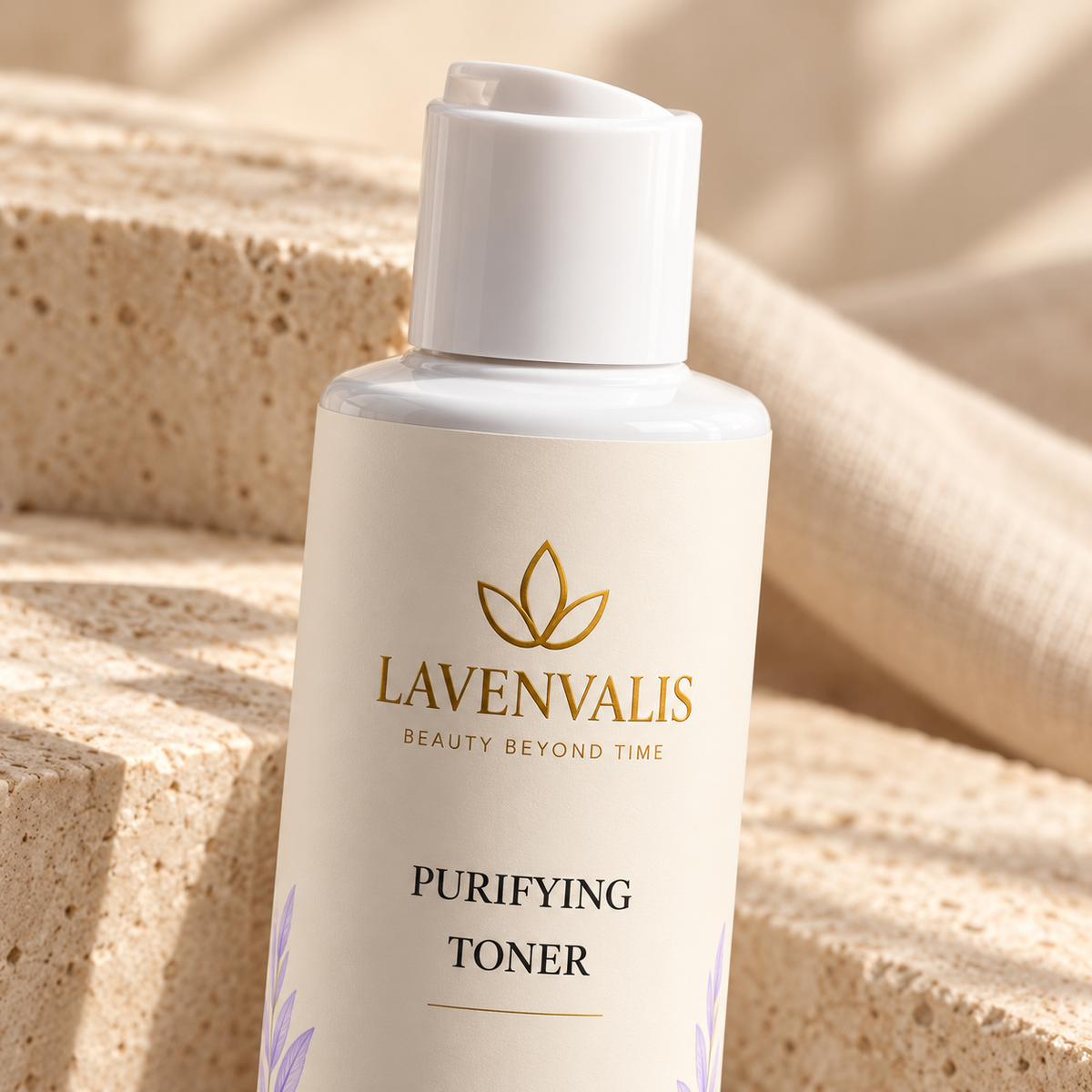 Lavenvalis Purifying Toner 200 ml — cap and label macro