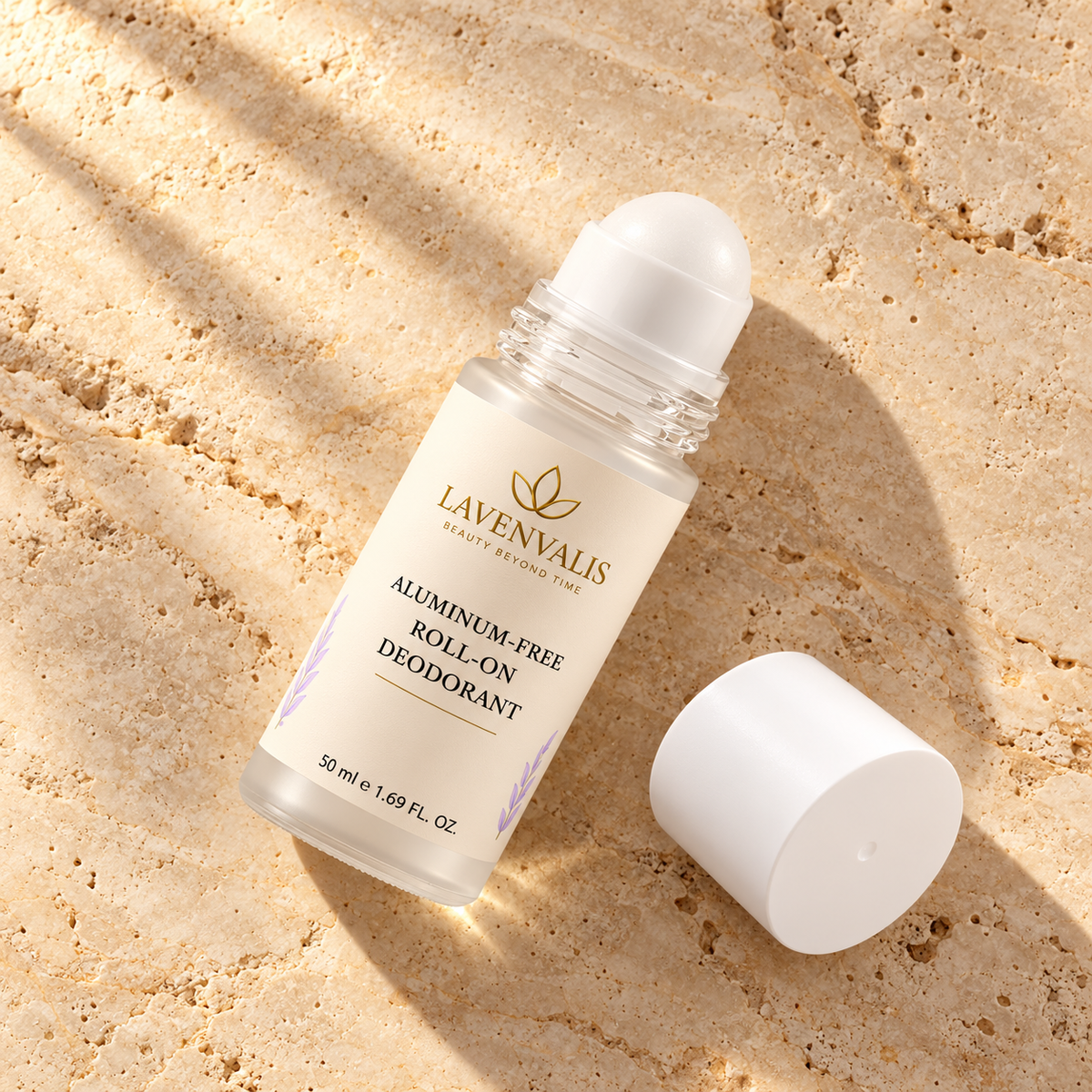 Lavenvalis Aluminum-free Roll-on Deodorant 50 ml — diagonal bottle