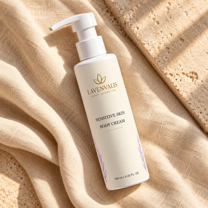 Lavenvalis Sensitive Skin Body Cream 190 ml — diagonal flat lay
