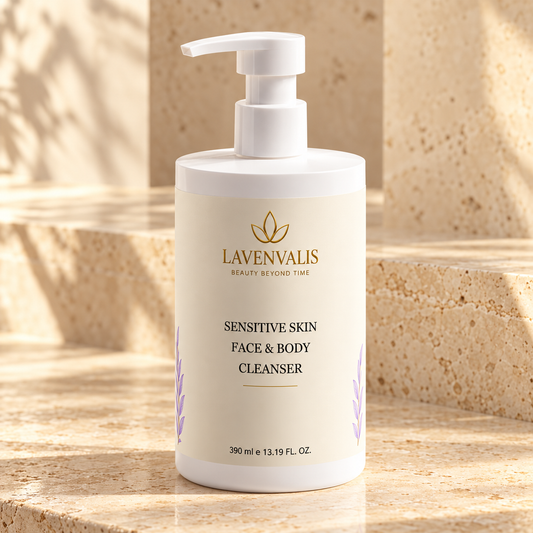 Lavenvalis Sensitive Skin Face & Body Cleanser 390 ml — front bottle