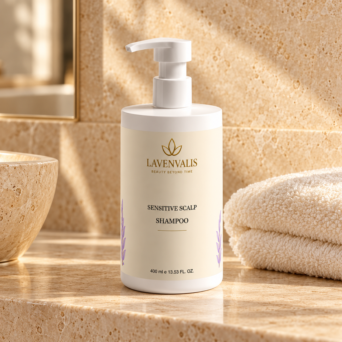 Lavenvalis Sensitive Scalp Shampoo 400 ml — bathroom still life