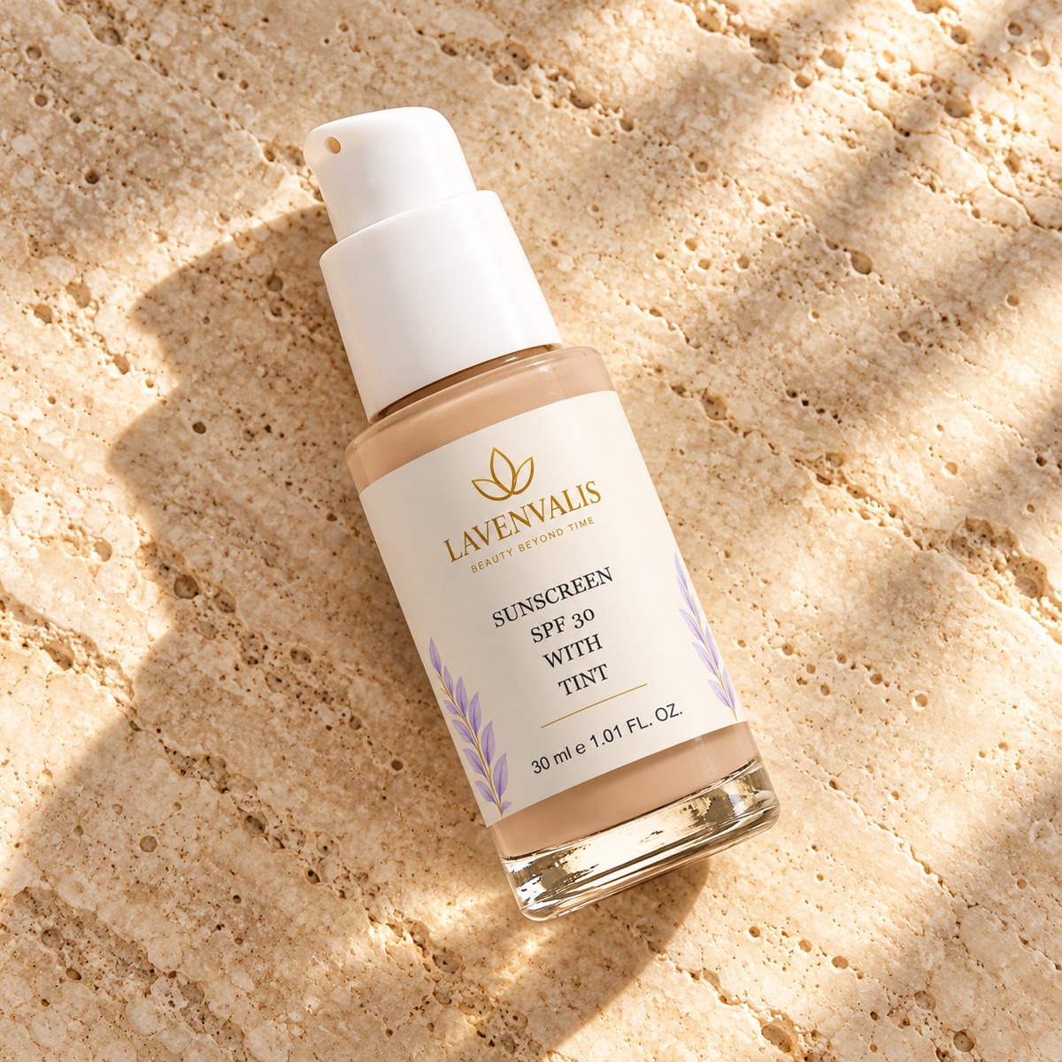 Lavenvalis Sunscreen SPF30 with Tint 30 ml — diagonal bottle