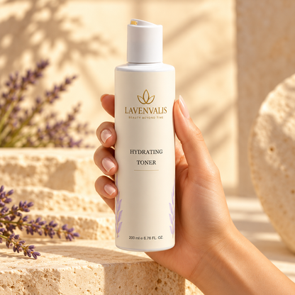 Lavenvalis Hydrating Toner 200 ml — bottle held in hand