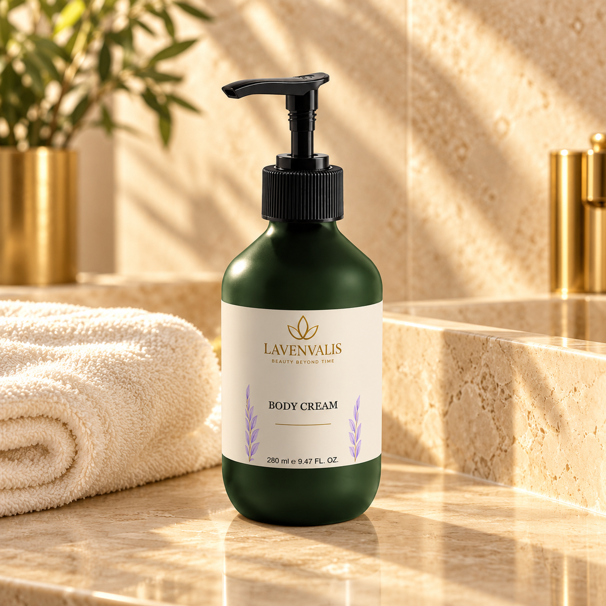 Lavenvalis Body Cream 280 ml — bathroom still life