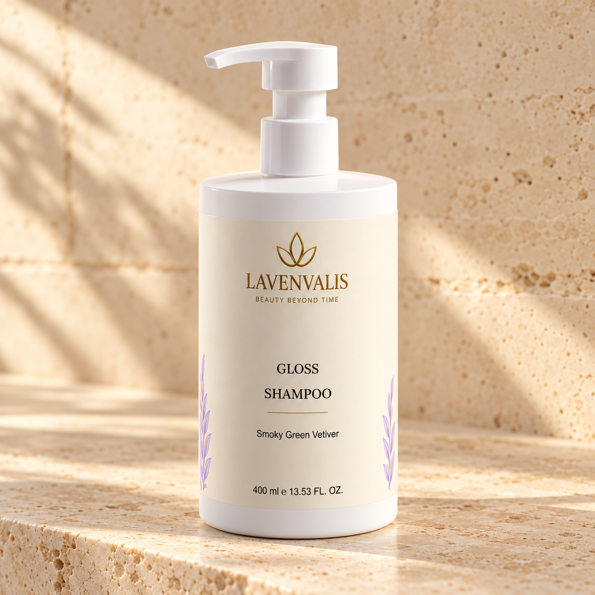 Lavenvalis Gloss Shampoo Smoky Green Vetiver 400 ml — front bottle