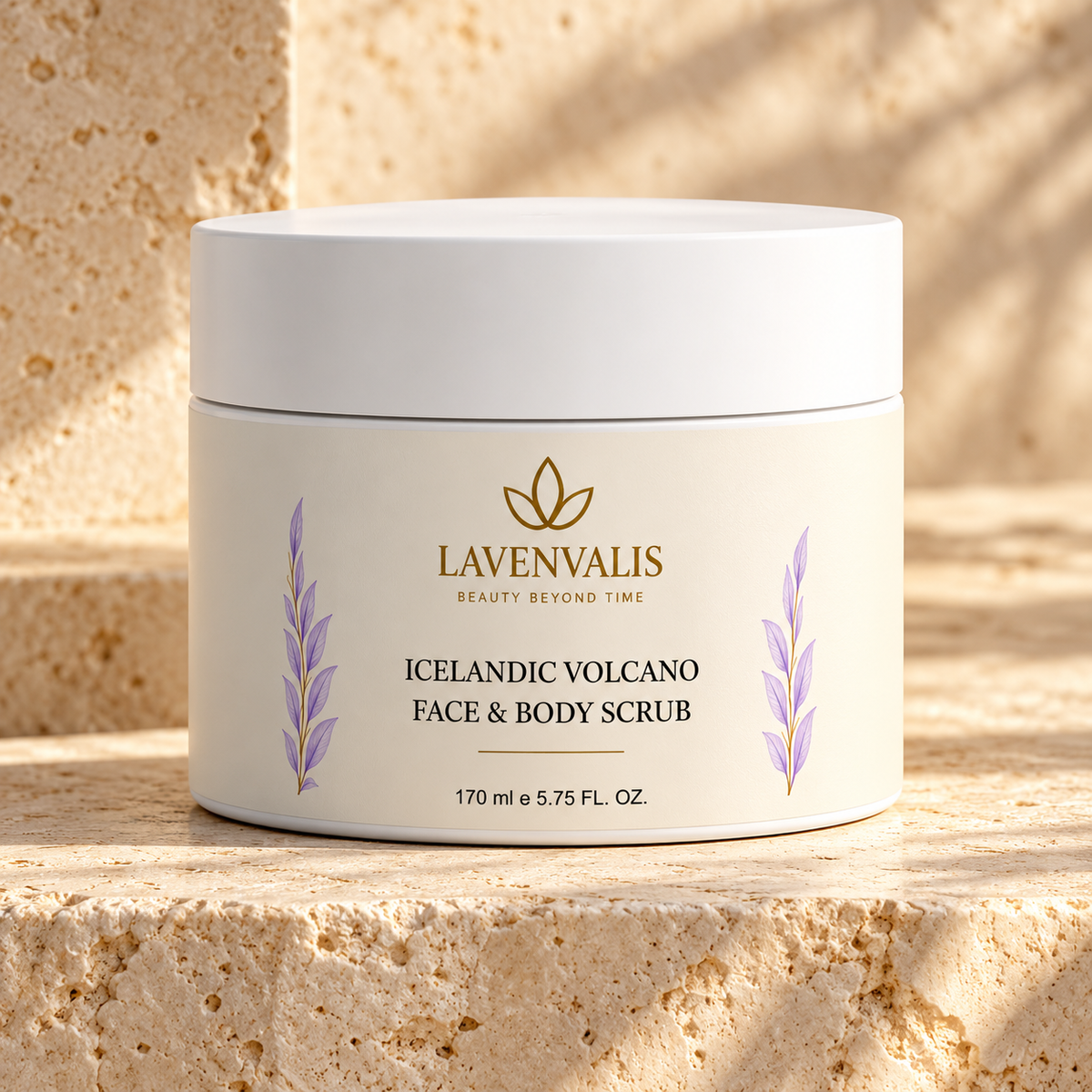Lavenvalis Icelandic Volcano Face & Body Scrub 170 ml — front jar