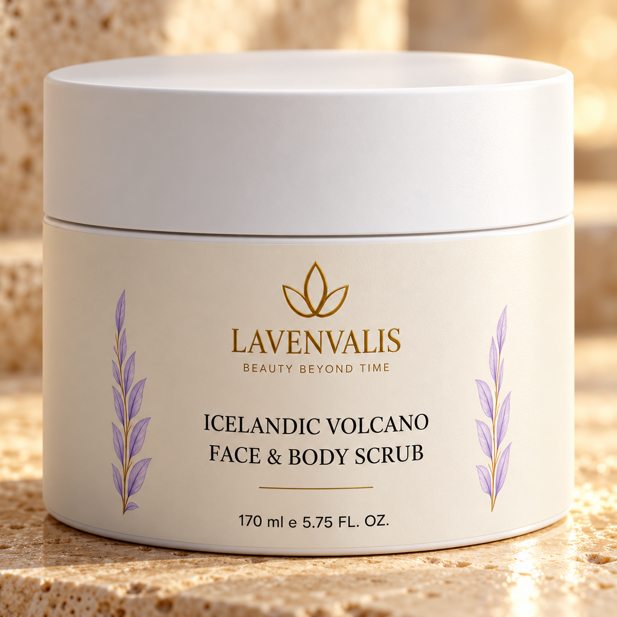 Lavenvalis Icelandic Volcano Face & Body Scrub 170 ml — lid detail