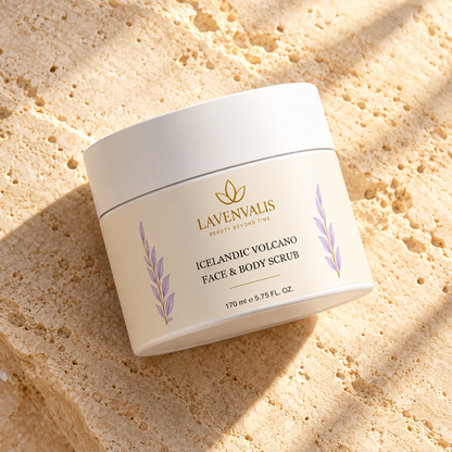 Lavenvalis Icelandic Volcano Face & Body Scrub 170 ml — diagonal jar