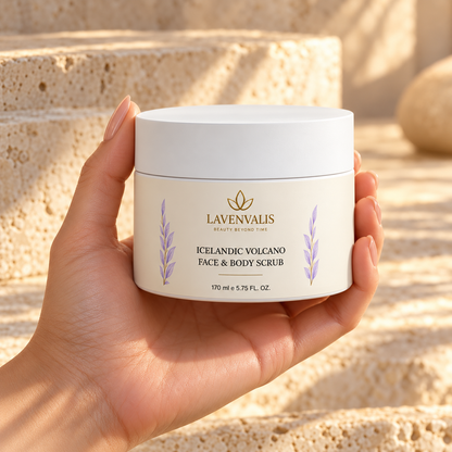 Lavenvalis Icelandic Volcano Face & Body Scrub 170 ml — jar in hand